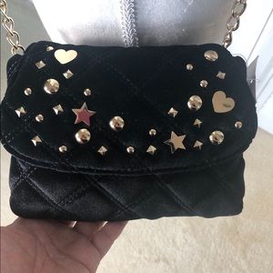 Betsy Johnson Quilted Velvet bag-Black